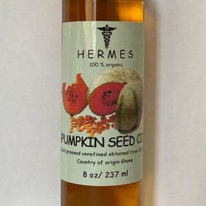 8 oz PUMPKIN SEED Oil by HERMES Organic Unrefined Cold Pressed