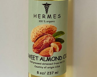 SWEET ALMOND OIL 8 oz  Organic Cold Pressed