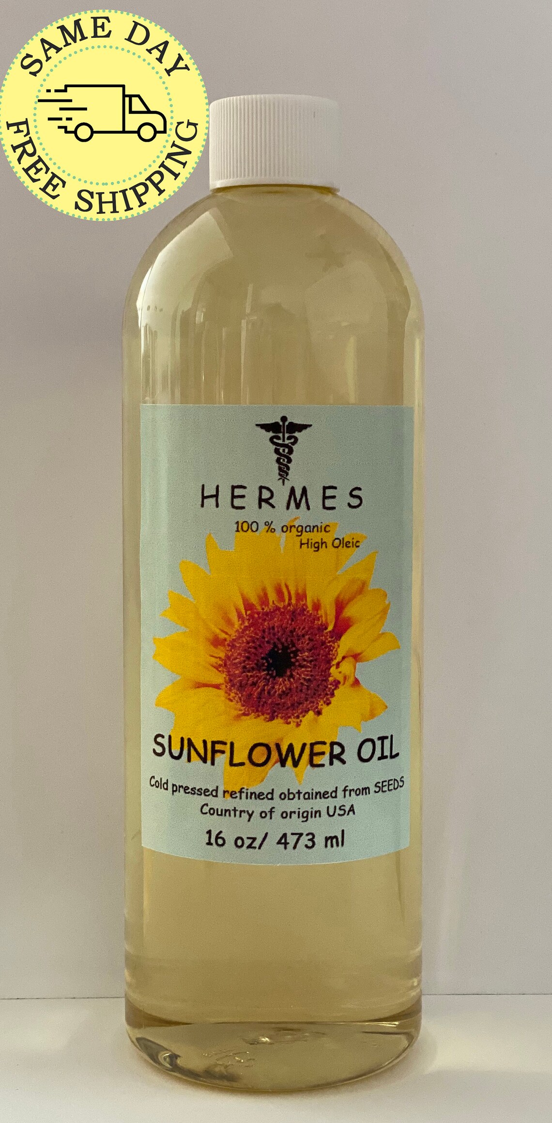 SUNFLOWER OIL High Oleic Cold Pressed Refined Organic 100 PURE 16 Oz