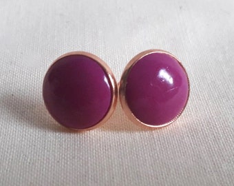 Boucles d'oreilles boutons-Argile polymère-cadeau pour elle-Boucles d'oreilles violettes-Petites boucles d'oreilles-Boucles d'oreilles rondes-Boucles d'oreilles romantiques-Base plaquée or