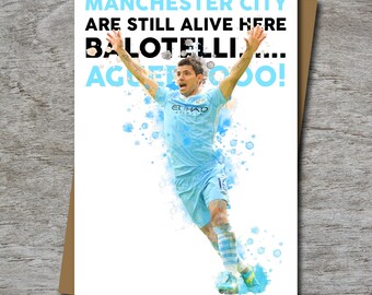Sergio Aguero inspired Manchester City (Unofficial) Birthday Card - 100% Recycled Greeting Card
