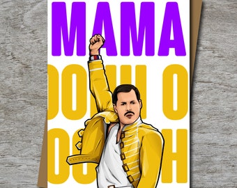 Freddie Mercury / Queen inspired Mum (Mama!) Birthday Day Card - 100% Recycled Greeting Card