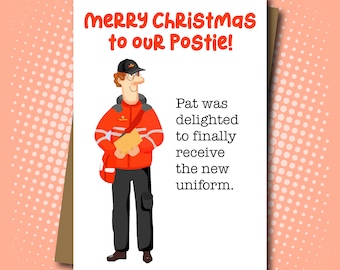 Merry Christmas Card to our Postie - For Postmen / Postwomen - Postman Pat inspired - 100% Recycled