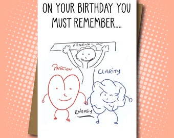 Passion Energy Clarity - Mikel Arteta AFC inspired Birthday Card
