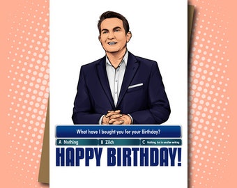 Happy Birthday Greeting Card Inspired by The Chase hosted by Bradley Walsh - Quiz show fans - 100% Recycled Greeting Card