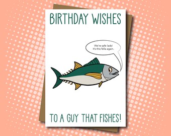 Fishing Birthday Card with Mocking Fish - 100% Recycled Greeting Card