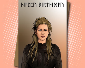 Lagertha from Vikings inspired Birthday Card in Viking Rune / Runic - 100% Recycled Greeting Card