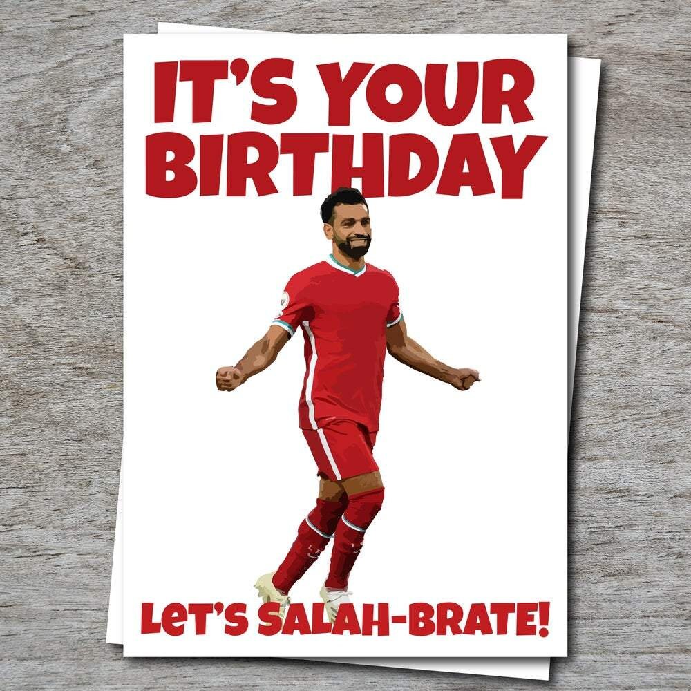 Liverpool FC Mo Salah Happy Birthday Card Lets Etsy