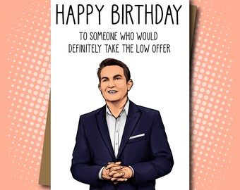 The Chase inspired - 'Low Offer' Birthday Card featuring Bradley Walsh illustration