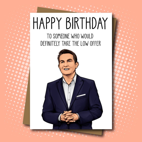 The Chase inspired - 'Low Offer' Birthday Card featuring Bradley Walsh illustration