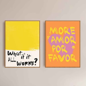 Trendy Retro Print Set of 2 Funky Quote Poster, Maximalist Print, Eclectic Decor, Printable Wall Art, Inspirational Quotes Aesthetic