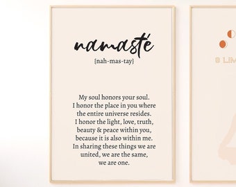 Namaste Definition Print Yoga Decor Namaste Printable Yoga Poster Gift Meditation Print Buddha Wall Art Minimalist Wall Art Instant Download