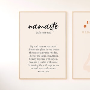 Definizione di Namaste Stampa: Poster minimalista di yoga (download digitale)