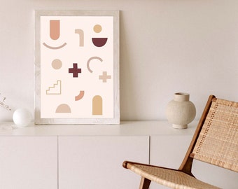 Impresión boho abstracta, Arte de pared imprimible geométrico, cartel abstracto minimalista, impresión digital, Descarga instantánea