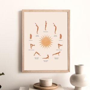 Yoga Poster Sun Salutation Yoga Decor Digital Print Boho Decor Surya Namaskar Yoga Art Instant Download Yoga Poses Wall Art