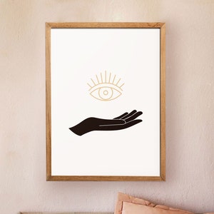 Hands line art, Evil eye wall art, Boho printable wall art, Boho art print, Hands wall art, Digital print, Bohemian decor Printable wall art