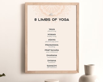 8 Extremidades de Yoga Póster Asthtanga Yoga Decoración del Hogar Decoración Espiritual Yogi Impresión Imprimible Arte de Yoga Amante Regalo Zen Póster Descarga Instantánea