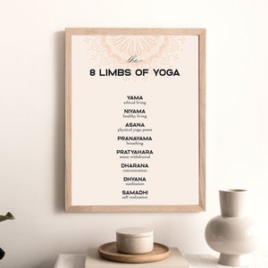8 Arti di Yoga Poster Asthtanga Yoga Home Decor Spiritual Decor Yogi Stampa Stampabile Wall Art Yoga Lover Gift Zen Poster Download istantaneo