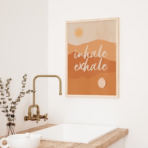 Inhale Exhale Print: Abstract Boho Art, Yoga Decor (Digital Download)