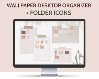 Desktop Wallpaper Organizer + Desktop Folder Icons, Macbook Wallpaper, Desktop Icons for Mac & Windows, Laptop Wallpaper Computer Background