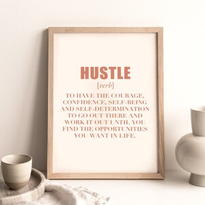 Hustle Definition Wall Art Inspirational Art, Minimalist Wall Art Modern Art, Word Definition Art, Dictionary Art Print, Printable Wall Art
