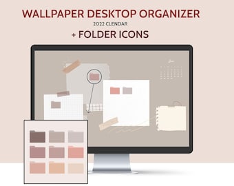 Neutral Desktop Wallpaper Organizer  & Folder Icons (Digital Download)