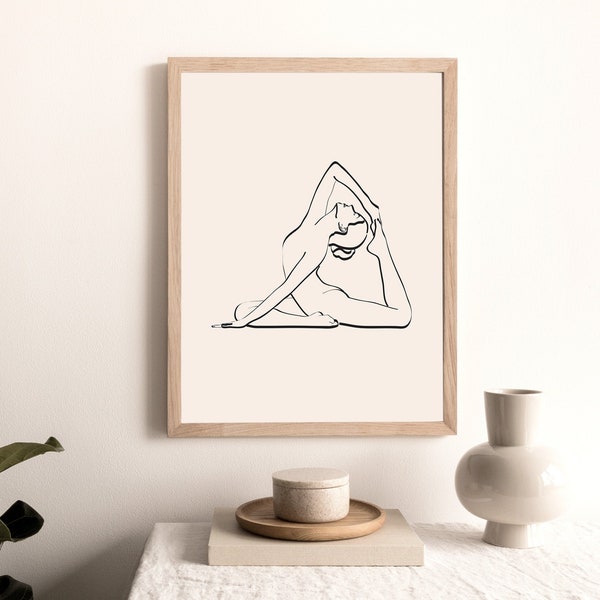 Yoga Poses Poster, Spiritual Decor, Yogi Print, Yoga One Line Drawing, Printable Wall Art, Yoga Lover Gift, Zen Poster, Instant Download