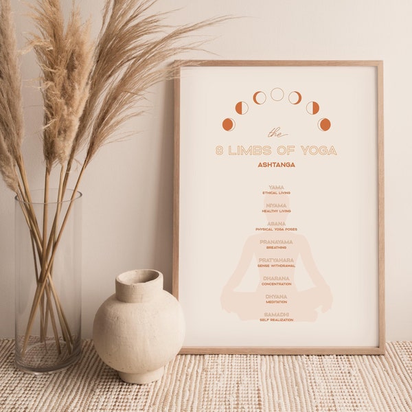 Asthtanga Poster 8 Limbs of Yoga Home Decor Spiritual Decor Yogi Print Printable Wall Art Yoga Lover Gift Zen Poster Instant Download