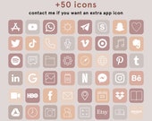 iOS App Icon Bundle, App cover iphone, Aesthetic app icons cover, App icons neutral pale colors, iPhone ios14 App Icons, 50 App Pack