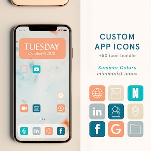 iOS App Icon Bundle, App cover iphone, Aesthetic app icons cover, App icons blue yellow colors, iPhone ios14 App Icons, + 50 App Pack