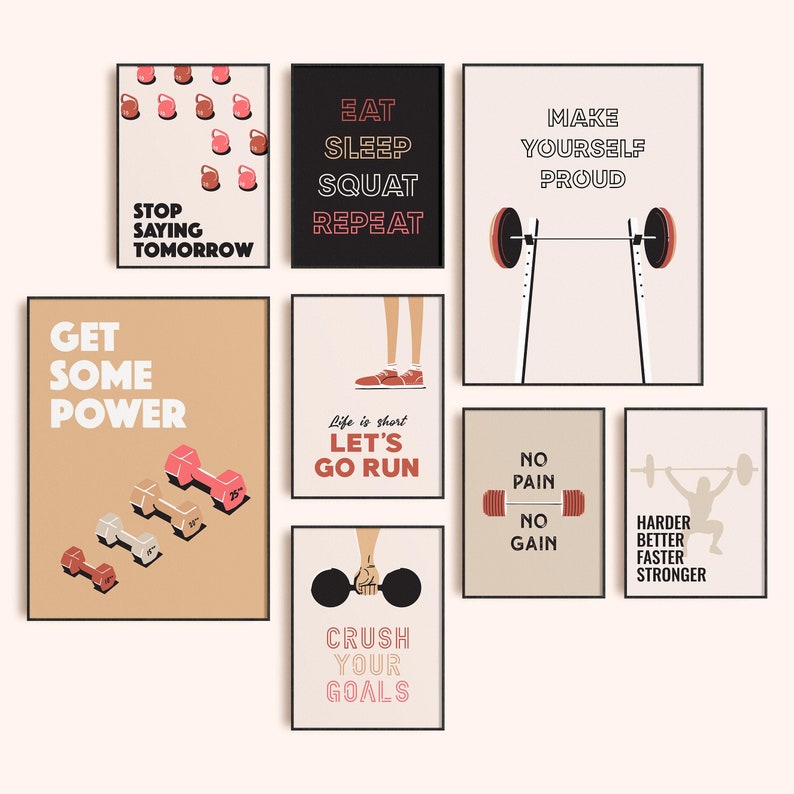 Motivational Gym Poster: Minimalist Fitness Art (Digital Download) image 6