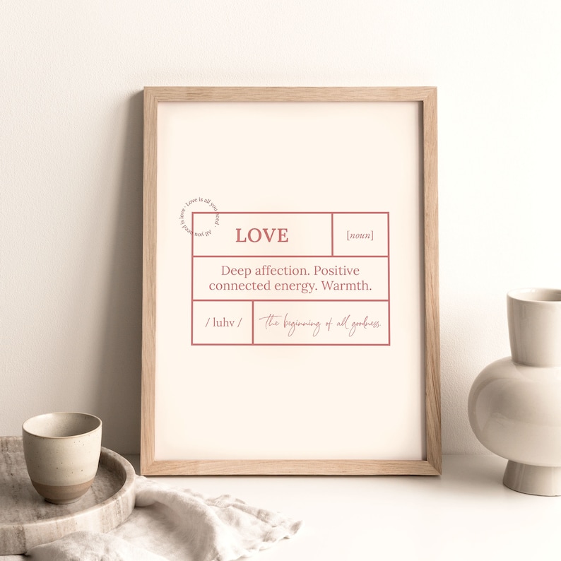 Love Definition Wall Art Love Digital Print Minimalist Wall Etsy