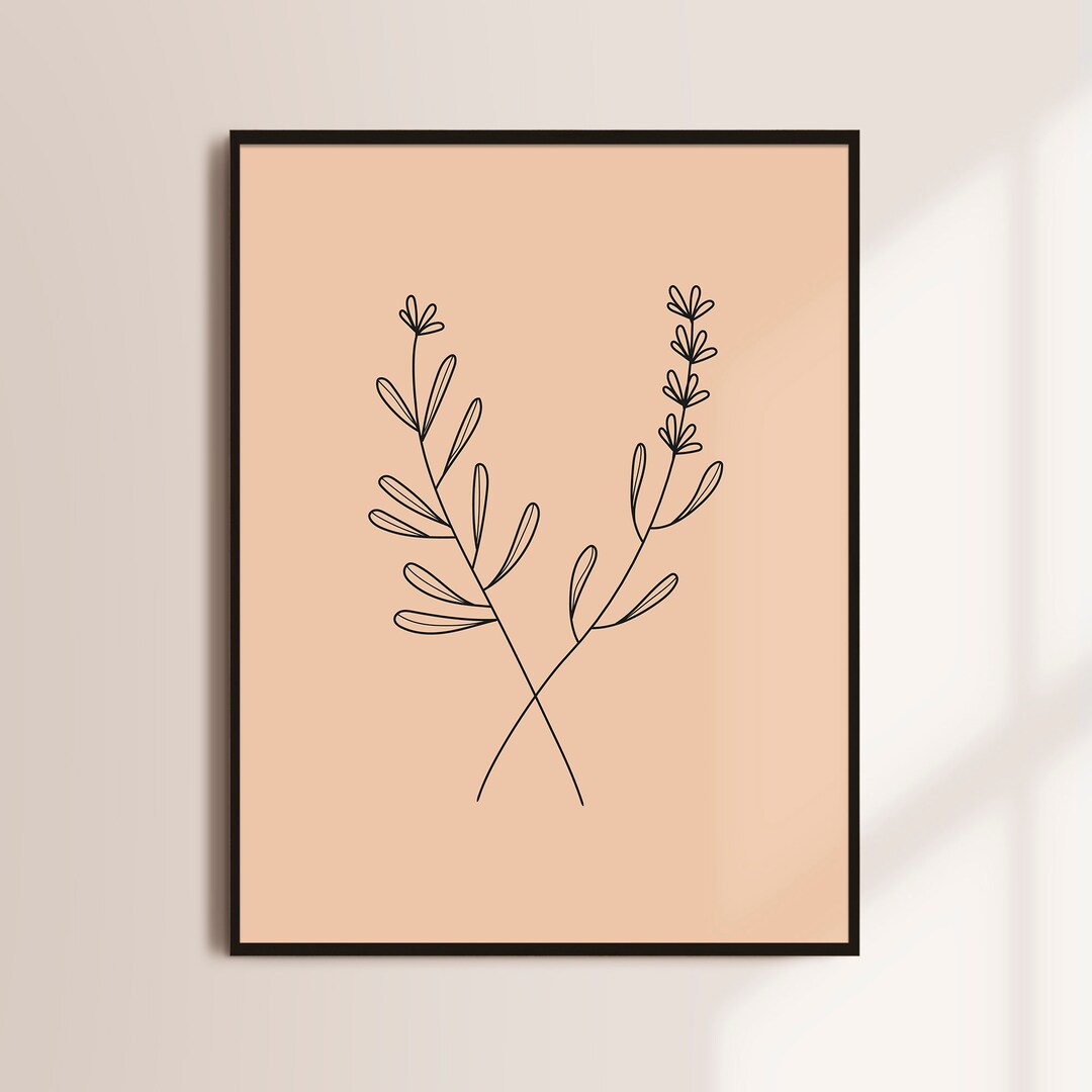 Minimalist Botanical Line Art Print: Neutral Boho Decor (digital Print ...