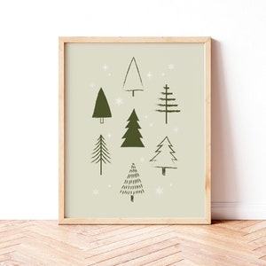 Minimalist Christmas Tree Print: Sage Green Holiday Decor (Digital Download)