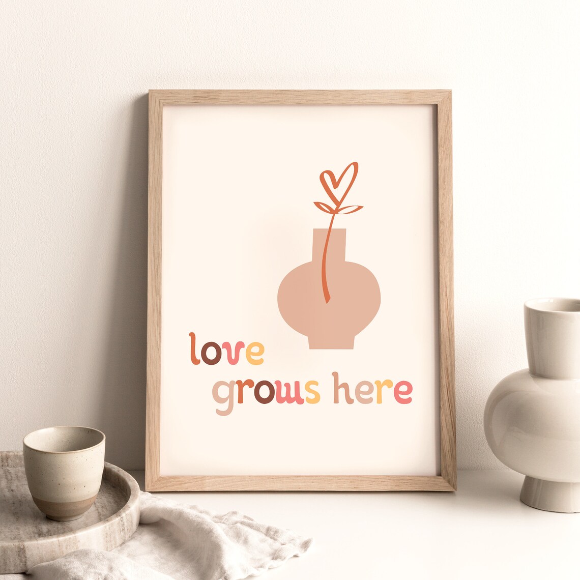 Love Grows Here Gift Printable Wall Art Above Bed Art Decor Etsy
