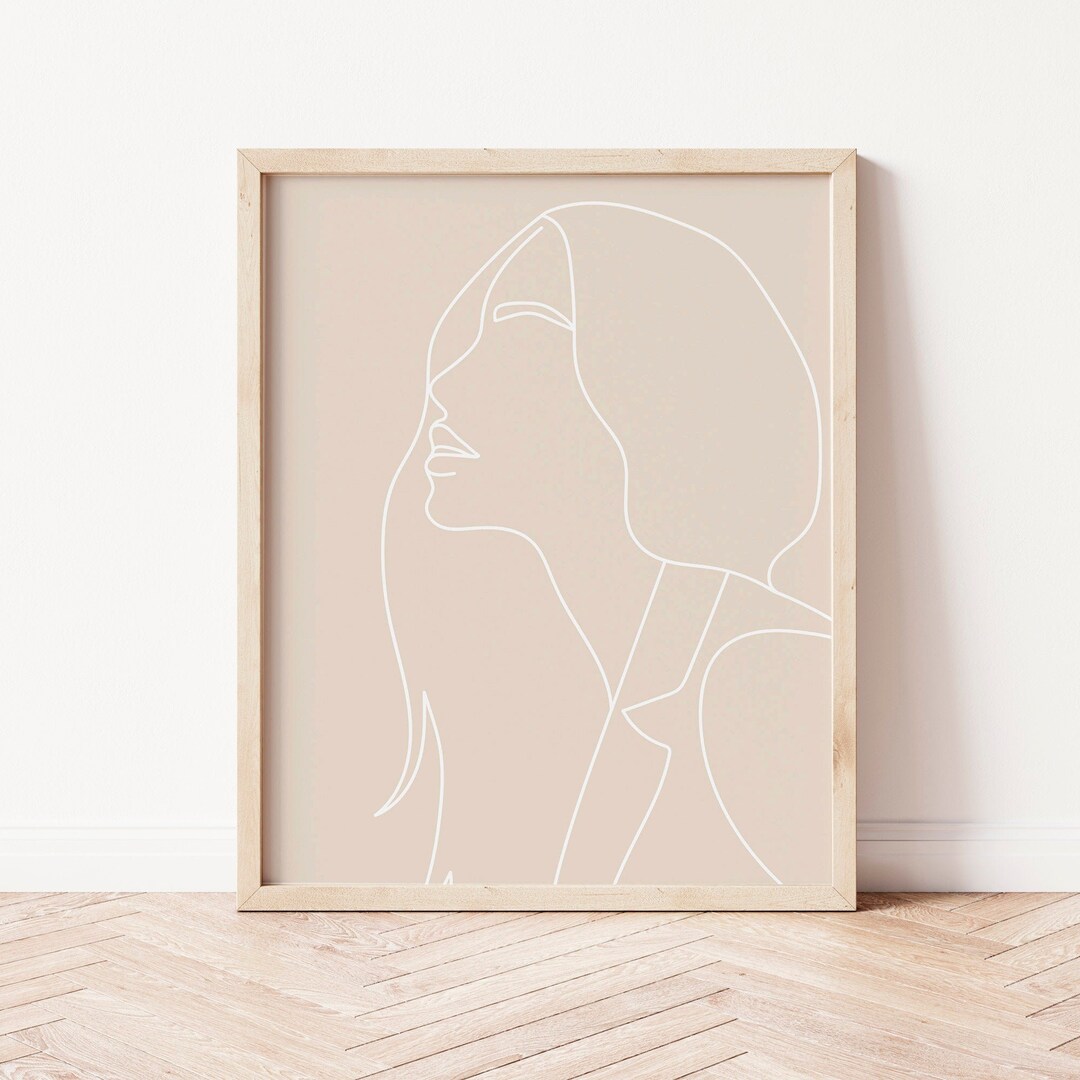 Neutral Woman Portrait Line Art Print (digital Download) - Etsy