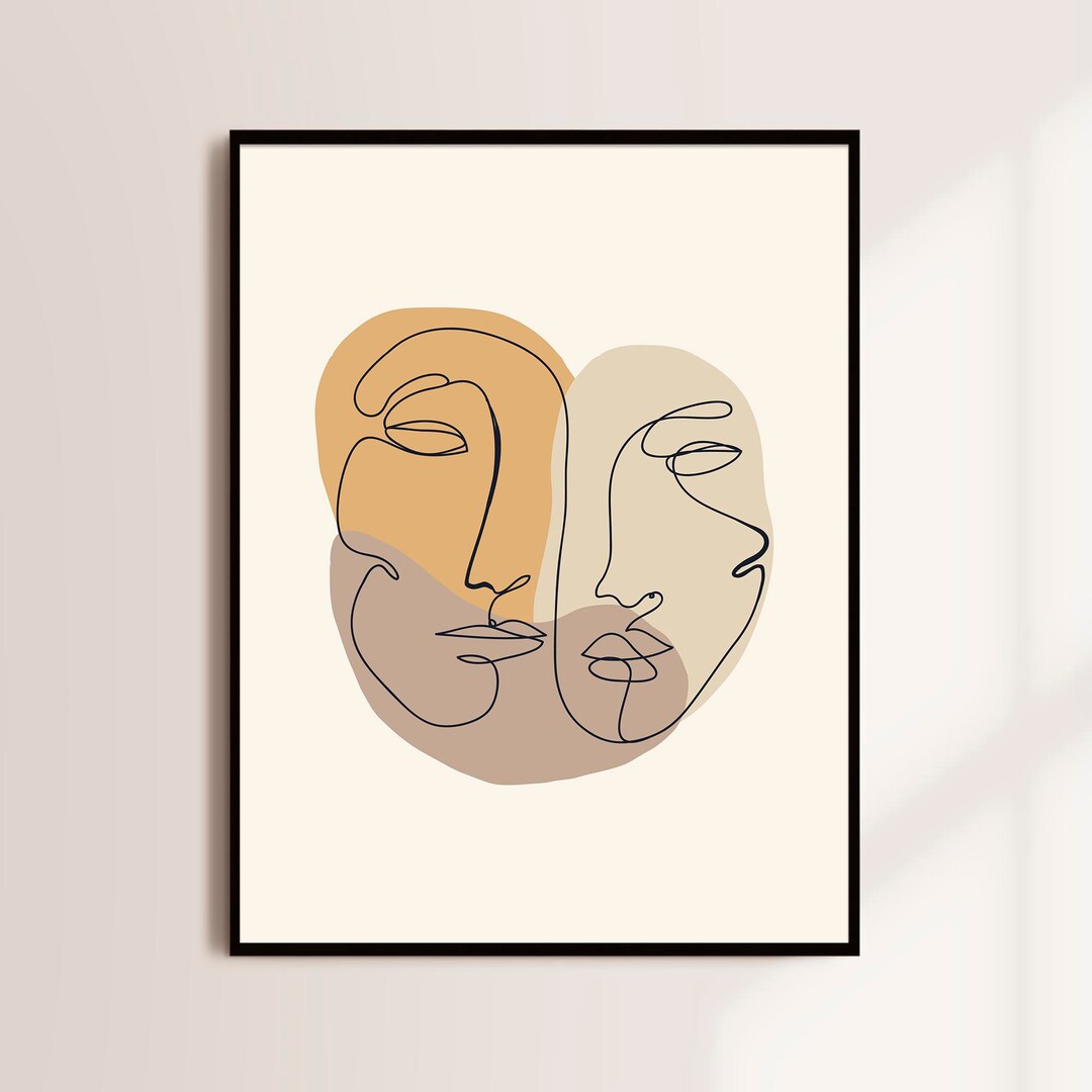 Minimalist Female Face Line Art Print: Abstract Boho Decor (digital ...