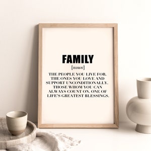 Family Definition Print, Wall Decor Family Quote Print, Minimalist Wall Art, Modern Art, Dictionary Art Print, Instant Download