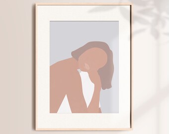 Abstract Woman Portrait Print: Modern Boho Wall Art (Digital Download)