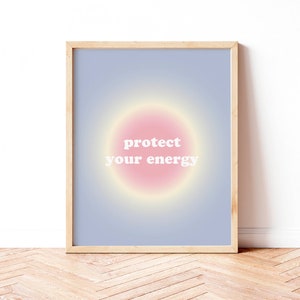 Retro Farbverlaufsdruck, dänisches Pastelldekor, Energy Affirmation Wandkunst, Inspiration Zitate druckbare moderne Wandkunst, ästhetisches Raumdekor