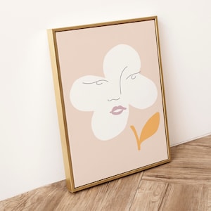 Abstract Flower Print, Modern Floral Printable, Abstract Woman Print, Botanical Printable, Minimal Boho Art Print, Danish Pastel Decor