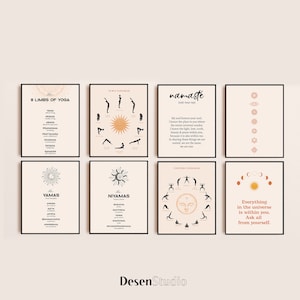 Spiritual Decor Yoga Poster, Gallery Wall Print Set of 8 Yoga Prints Home Gym Decor Zen Wall Art Yoga Room Decor Yogi Gift Instant Download