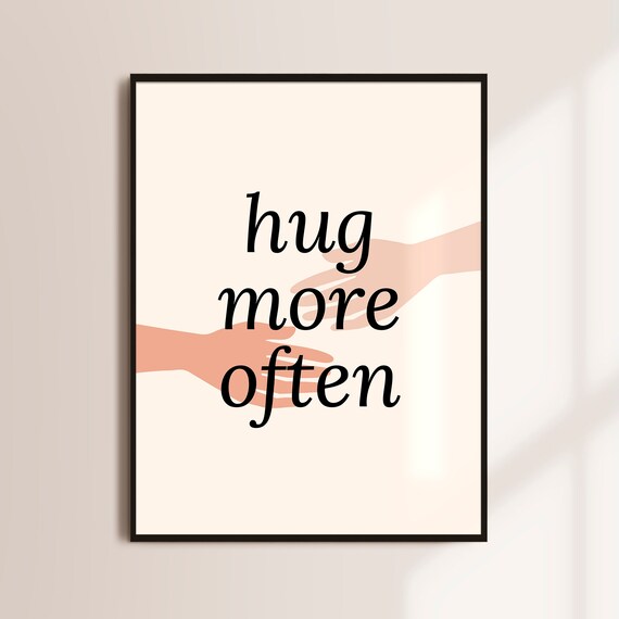 Hug More Often Print: Modern Love Art, Bedroom Wall Decor (Digital Download)