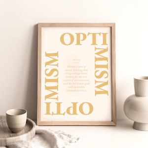Optimism Print, Positive Affirmation, Inspirational Art, Optimism Definition Wall Art, Inspirational Quote Wall Art, Digital Download