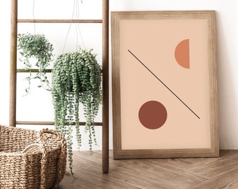 Mid Century Modern Wall Art, Boho Decor, Minimalist Print, Abstract Art Print, Aesthetic Room Decor, Digital print Instant download