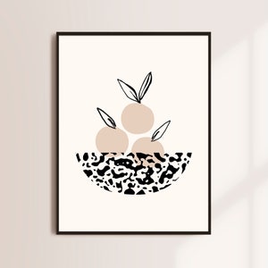 Abstract Fruits in a Vase Print, Kitchen Wall Decor, Boho Art Print, Modern Art Print, Minimalist Printable Wall Art, Aesthetic Room Decor