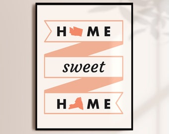 Home sweet home sign, 2 States personalized gift, Long distance relationship gift for Instant Download