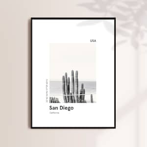 SAN DIEGO poster, San Diego California wall art, Modern city print, San Diego Wall art, Minimal cityscape art print, Travel gift