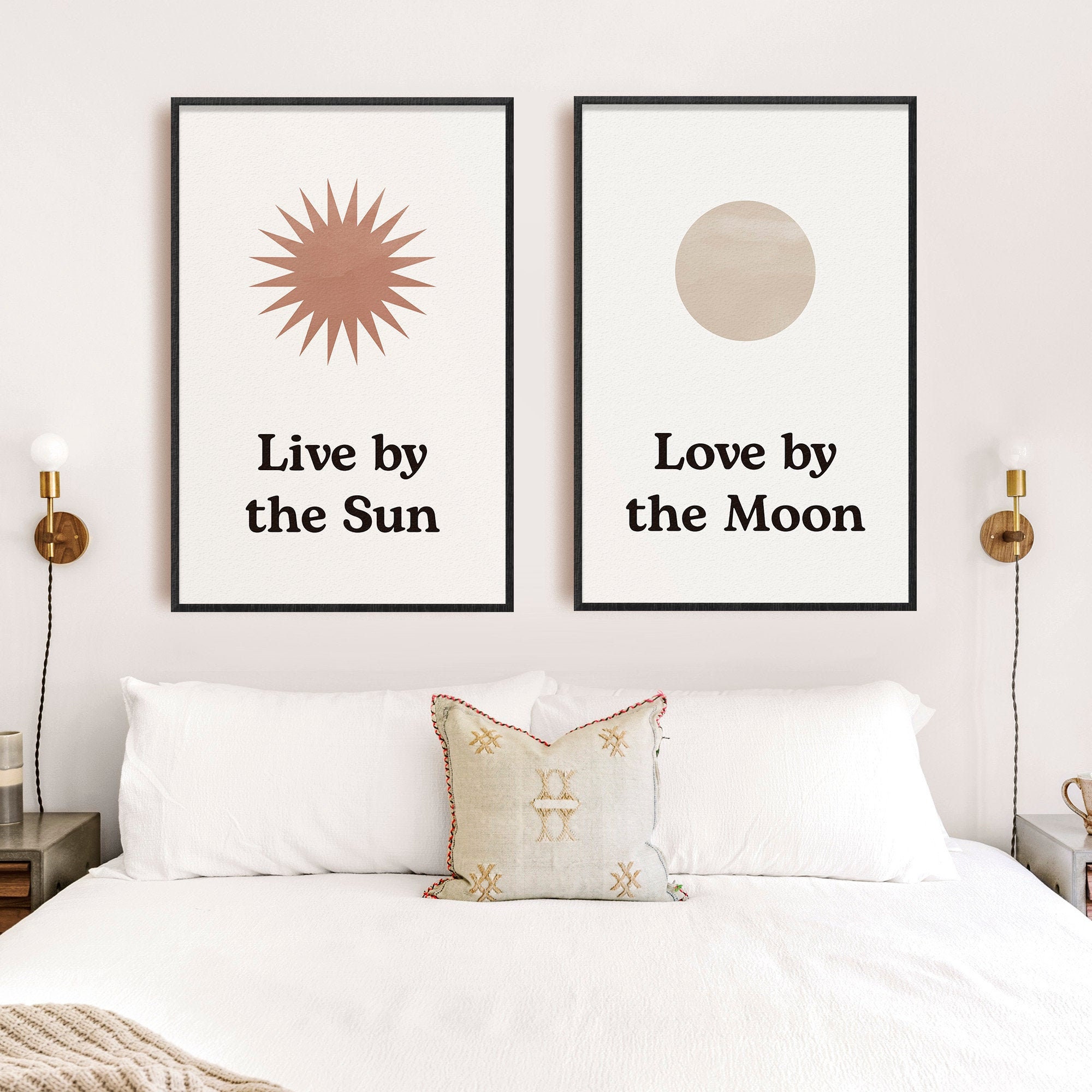 Sun and Moon Decor Celestial Art Print 2 Piece wall art Etsy