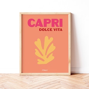 Capri Italy Art Print, Preppy Room Decor, Maximalist Decor, Travel Print, Retro decor, Colorful Printable Wall Art, Boho Print, Download